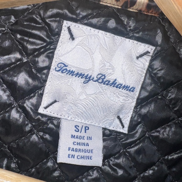 Tommy Bahama Black Aruba Quilted Half Snap Sweatshirt Leopard Size Small EUC - Picture 6 of 9